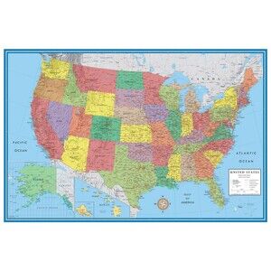 United States Map Classic Premier USA US Wall Poster Decor w/ Gulf of America